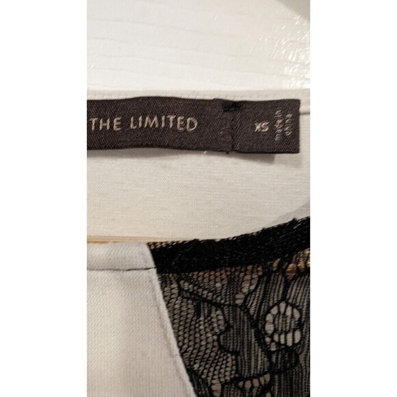 The Limited Ivory Peplum Top With Black Lace Collar‎ SZ XS Office librarian Twee - Picture 3 of 4
